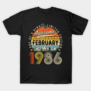 Awesome Since February 1986 Vintage 37th Birthday T-Shirt
